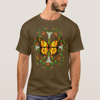 T-shirt Papillon Monarque Avec Datura Blooms Feuille Manda