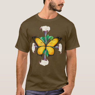 T-shirt Papillon Monarque avec mandala feuille de fleurs d