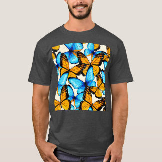 T-shirt Papillon Monarque bleu et jaune