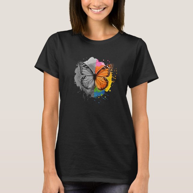 T-shirt Papillon monarque de l'algue millefeuille Bipolair (Devant)