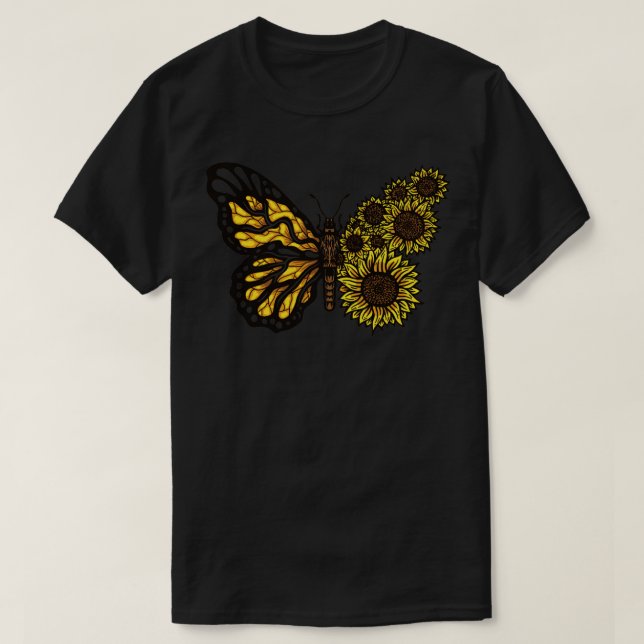 T-shirt Papillon monarque de tournesol (Design devant)