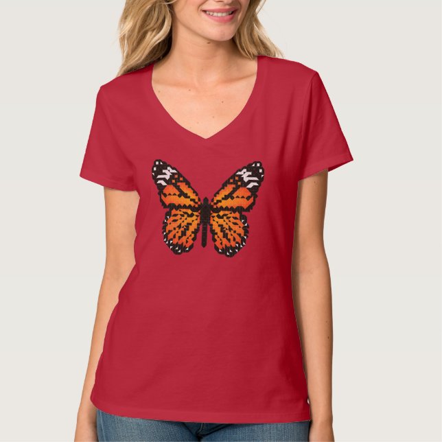 T-shirt Papillon monarque en polygone (Devant)