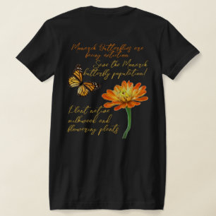 T-shirt Papillon monarque, fleur de zinnia