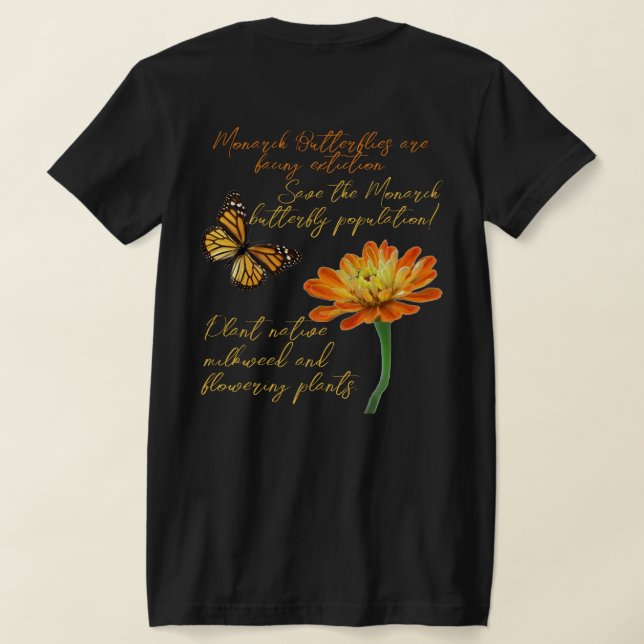 T-shirt Papillon monarque, fleur de zinnia (Couchage Retour)