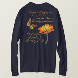 T-shirt papillon monarque, fleur de Zinnia,