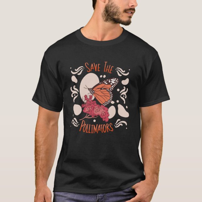 T-shirt Papillon Monarque Sauvez Les Pollinisateurs Insére (Devant)