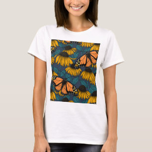 T-shirt Papillon monarque sur confluents jaunes