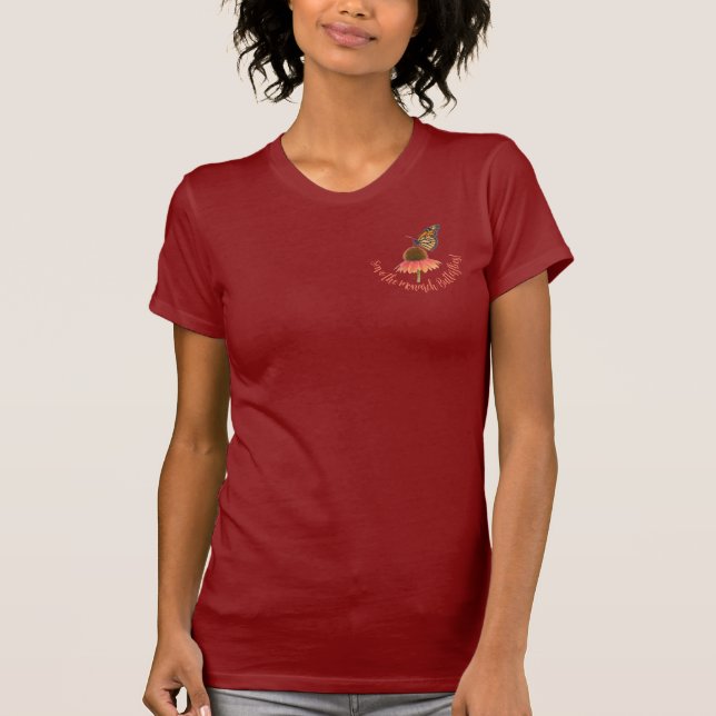 T-shirt Papillon monarque sur zinnia (Devant)