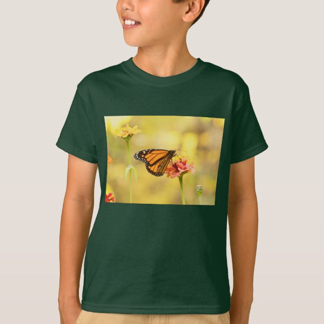 T-shirt Papillon Monarque sur Zinnia (Devant)