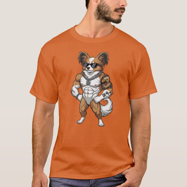 T-shirt Papillon musculaire tatoué, bodybuilder  (Devant)