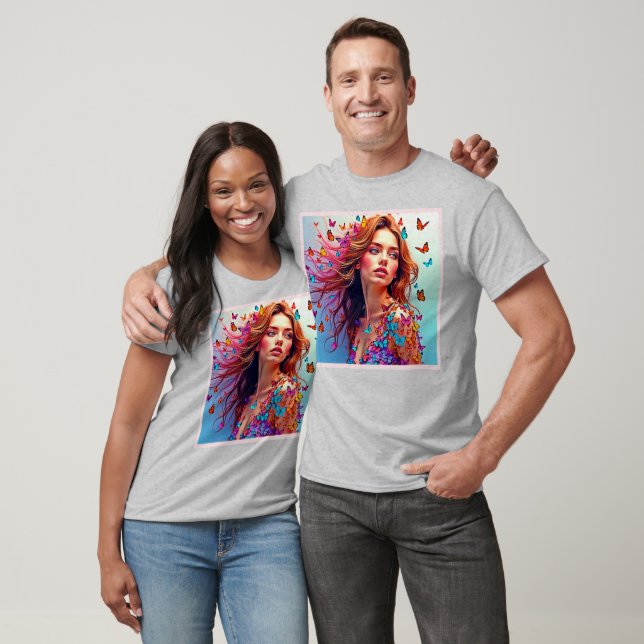 T-shirt Papillon Muse Portrait Art (Unisexe)