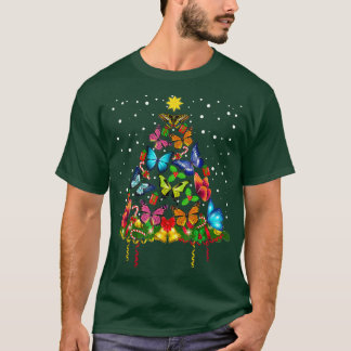 T-shirt Papillon Noël Arbre Lumières Femmes Filles Noël B