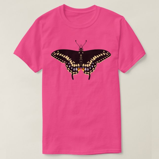 T-shirt Papillon noir à queue noire 1 (Design devant)