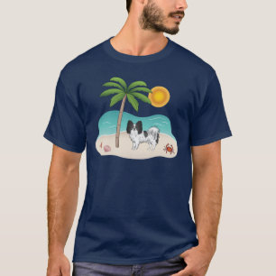 T-shirt Papillon noir et blanc Chien Plage tropicale d'été