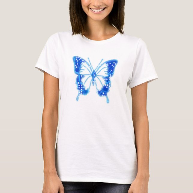 T-shirt Papillon numérique bleu, personnaliser arrière - p (Devant)