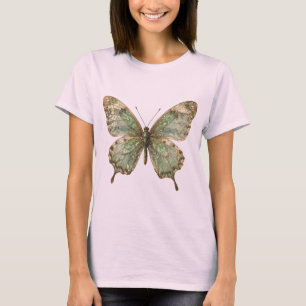 T-shirt Papillon Orné aux Ailes à Motif de Feuille