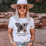T-shirt Papillon orthophoniste personnalisé<br><div class="desc">Cette chemise est parfaite pour toute personne qui aime aider les gens à mieux parler et communiquer. La chemise du orthophoniste (SLP) est également un cadeau pour quelqu'un qui est orthophoniste ou orthophoniste. sa chemise est la façon parfaite de montrer votre soutien à ceux qui travaillent dans ce domaine et...</div>