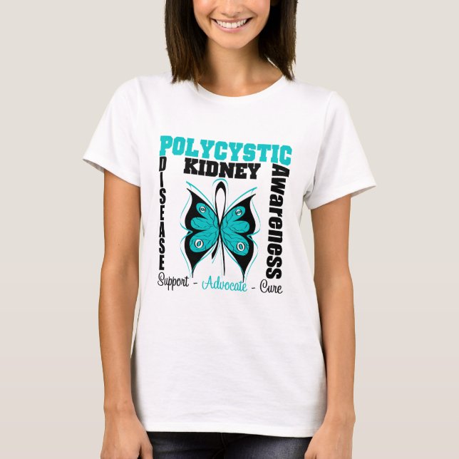 T-shirt Papillon Polycystic de conscience de maladie (Devant)