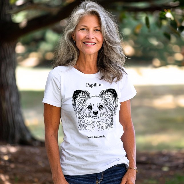 T-shirt Papillon Portrait Black Line Illustration (Créateur téléchargé)