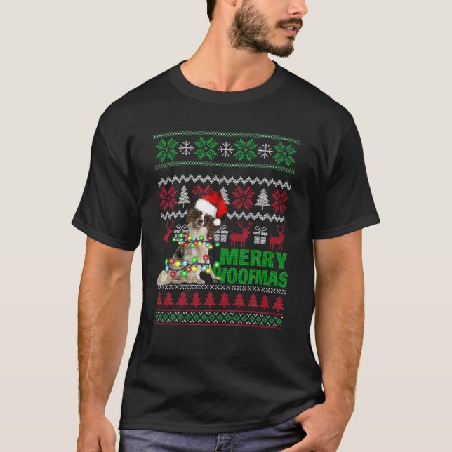 T-shirt Papillon pour joyeux Woofmas laides pulls de Noël (Devant)