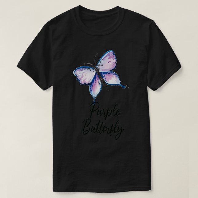 T-shirt Papillon pourpre Belle aquarelle illustration (Design devant)