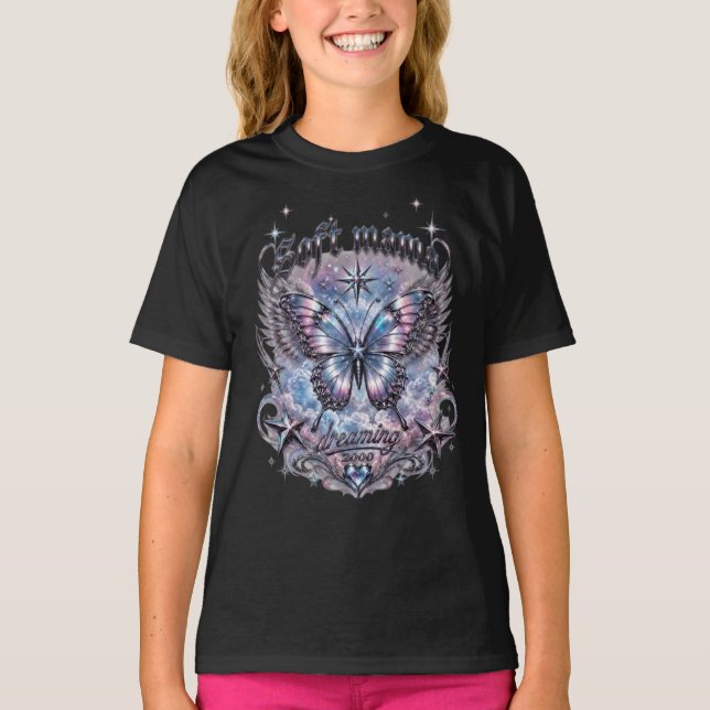 T-shirt Papillon Rêvant Maman Douce Esthétique Y2K Graphiq (Devant)