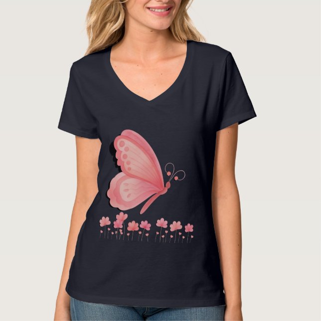 T-shirt Papillon rose (Devant)