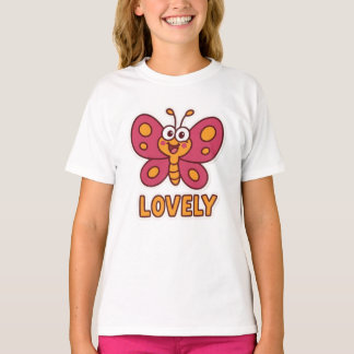 T-shirt Papillon Rose Adorable Art Insecte Dessin Animé M