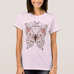 T-shirt Papillon Rose et Lys Élégant "Maman Douce" Graphi