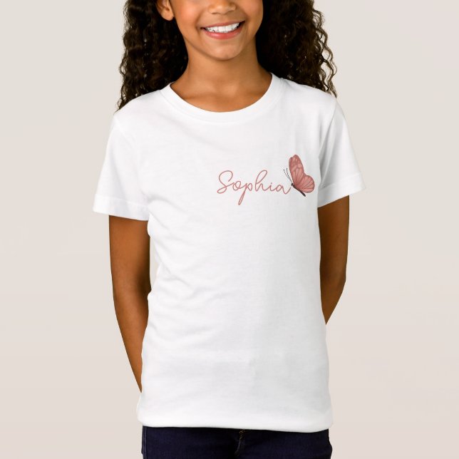 T-Shirt Papillon rose mignon (Devant)