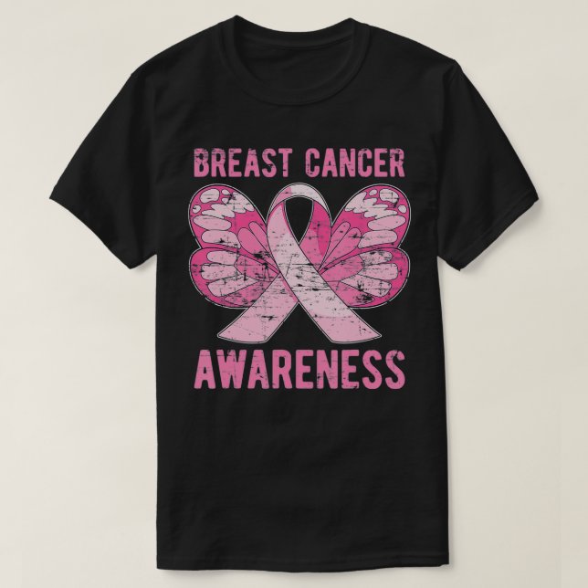 T-shirt Papillon rose Ruban Survivant Cancer du sein Aware (Design devant)