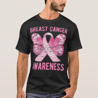 T-shirt Papillon rose Ruban Survivant Cancer du sein Aware