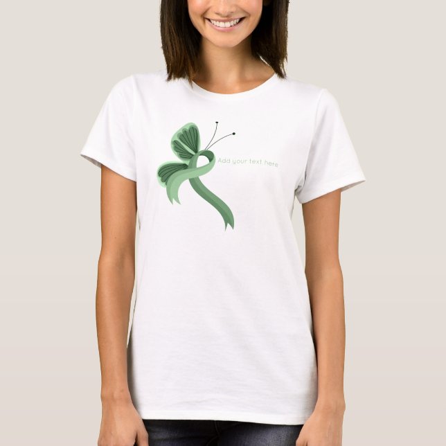 T-Shirt Papillon Ruban de Sensibilisation Vert Cla (Devant)