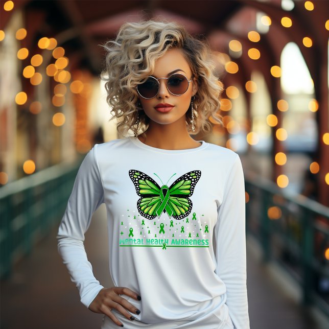 T-shirt Papillon Ruban Vert Santé Mentale (Créateur téléchargé)