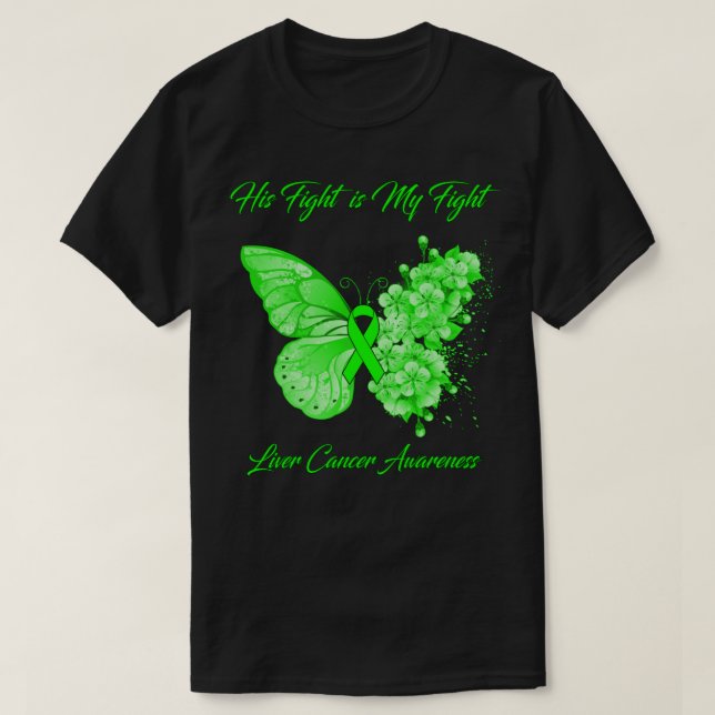 T-shirt Papillon Sa lutte est mon combat Liver Cancer Awar (Design devant)