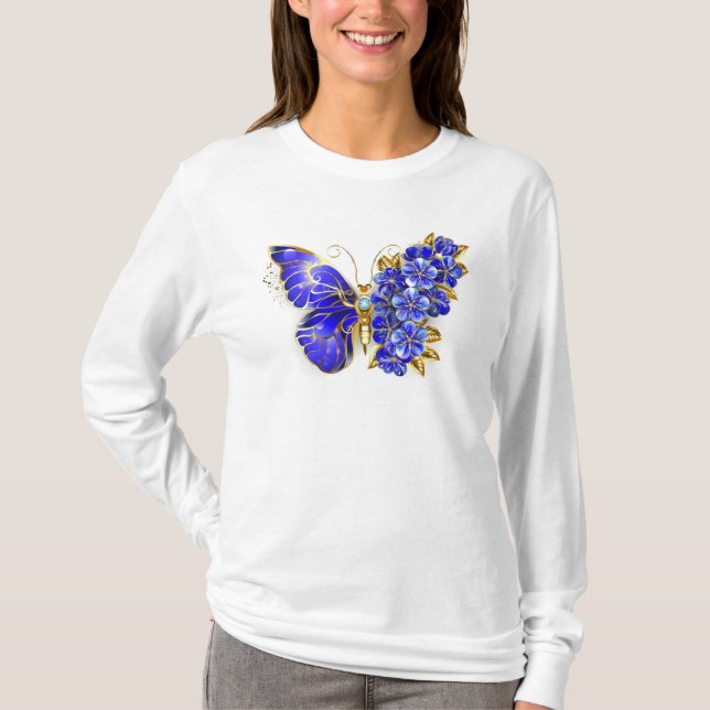 T-shirt Papillon saphir à fleurs (Devant)