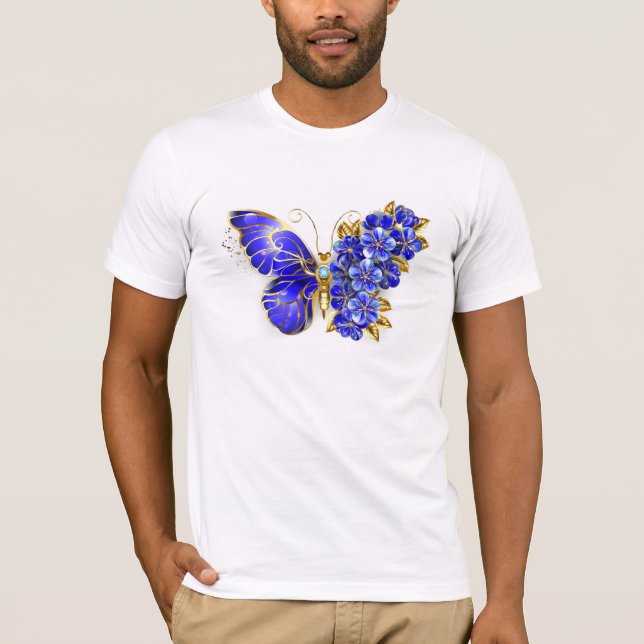 T-shirt Papillon saphir à fleurs (Devant)