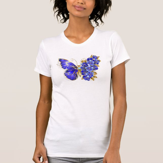 T-shirt Papillon saphir à fleurs (Devant)