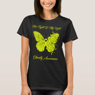 T-shirt Papillon Son combat est ma lutte contre l'obésité