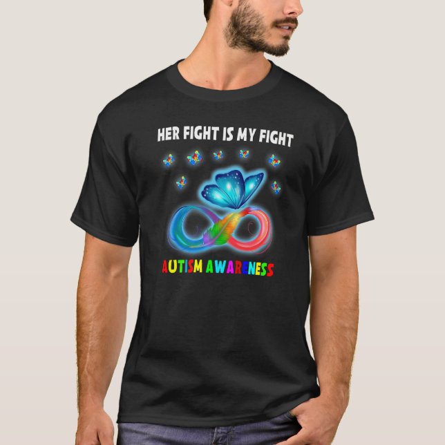 T-shirt Papillon Son combat est ma Sensibilisation sur l'a (Devant)