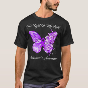 T-shirt Papillon Son combat est mon combat Alzheimer'S Awa
