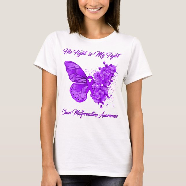 T-shirt Papillon Son combat est Mon combat Chiari (Devant)