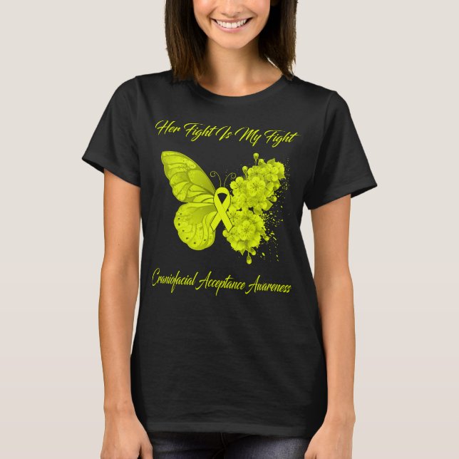 T-shirt Papillon Son combat est mon combat craniofacial (Devant)