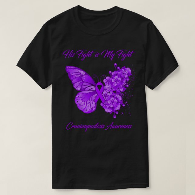 T-shirt Papillon Son combat est Mon combat Craniosynostose (Design devant)