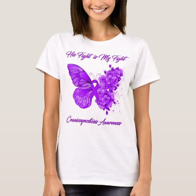 T-shirt Papillon Son combat est mon combat Craniosynostose (Devant)