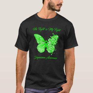 T-shirt Papillon Son combat est mon combat dépressif