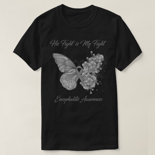 T-shirt Papillon Son combat est mon combat Encéphalite Awa (Design devant)