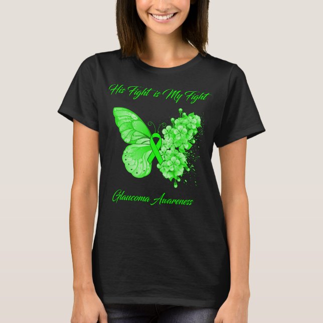 T-shirt Papillon Son combat est Mon combat Glaucome (Devant)