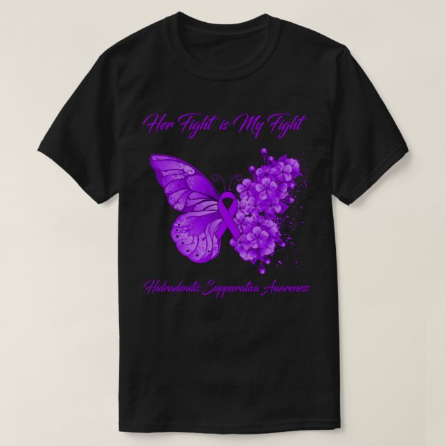 T-shirt Papillon Son combat est Mon combat Hidradenitis Su (Design devant)