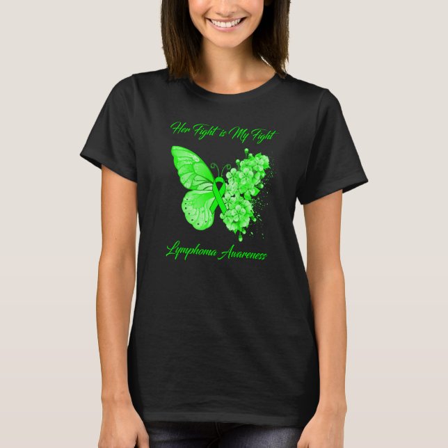 T-shirt Papillon Son combat est mon combat Lymphome sensib (Devant)